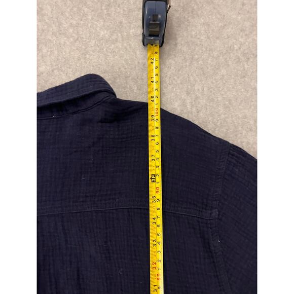 Weatherproof Vintage Tunic Short Dress Womens XL Short Sleeve Button Up Navy - Picture 9 of 11